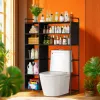 Multi-layer industrial-style metal storage rack, kitchen, living room and bathroom wall storage rack, black, simple and durable Specification image